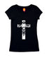Cross with lion silhoutte Christianity Womens Tshirts