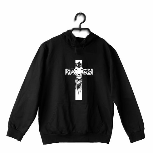 Cross with lion silhoutte Christianity Hooded SweatShirts
