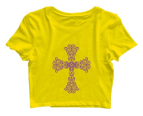 Fancy cross Christianity Womens Crop Tops