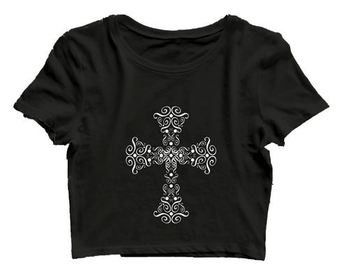 Fancy cross Christianity Womens Crop Tops