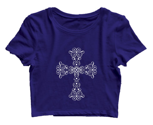 Fancy cross Christianity Womens Crop Tops
