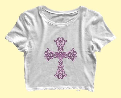 Fancy cross Christianity Womens Crop Tops