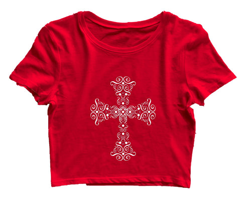 Fancy cross Christianity Womens Crop Tops