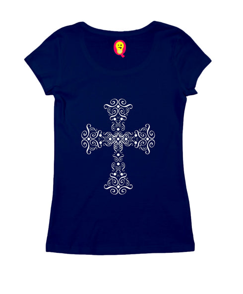 Fancy cross Christianity Womens Tshirts