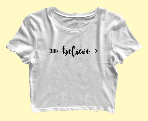Believe arrow Christianity Womens Crop Tops
