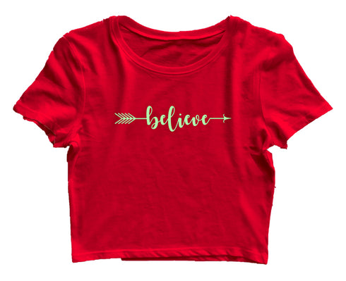 Believe arrow Christianity Womens Crop Tops