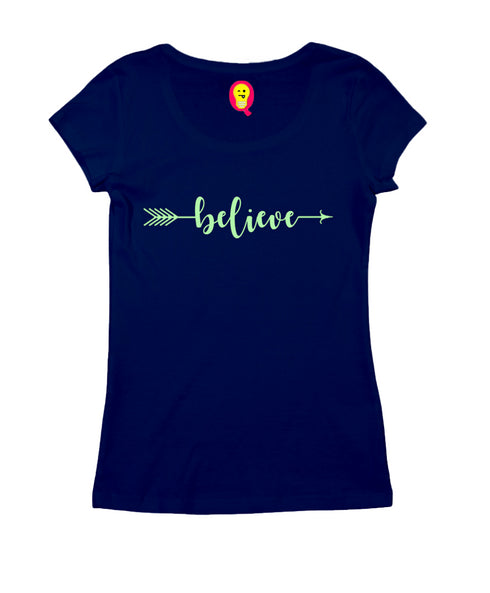 Believe arrow Christianity Womens Tshirts