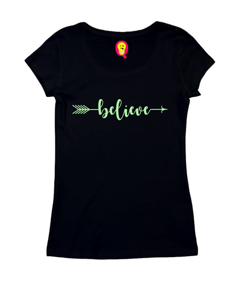 Believe arrow Christianity Womens Tshirts