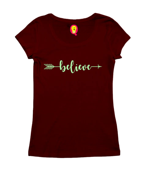Believe arrow Christianity Womens Tshirts