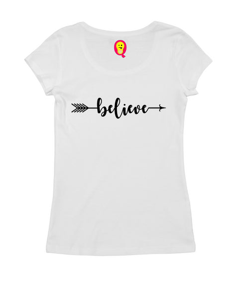 Believe arrow Christianity Womens Tshirts