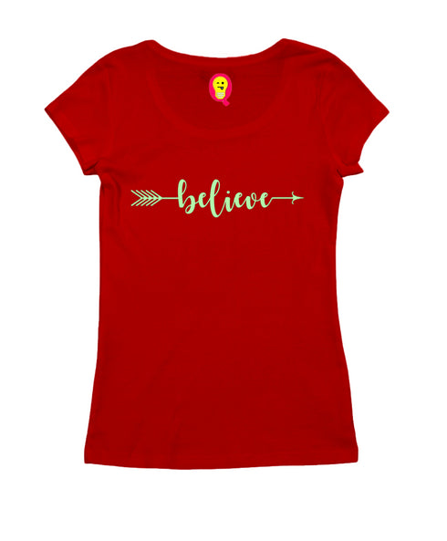 Believe arrow Christianity Womens Tshirts