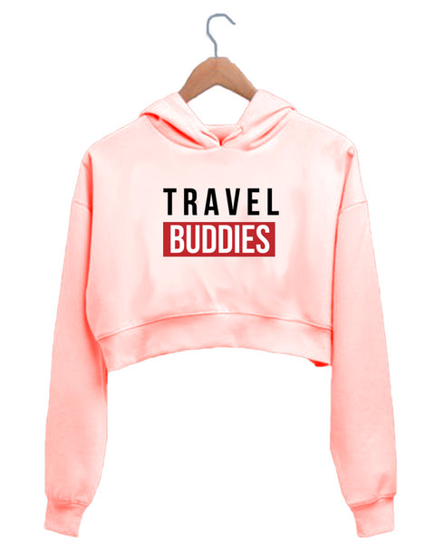 Quirkipedia Travel Buddies TRAVEL Wanderlust, Biker Womens Crop Hoodies