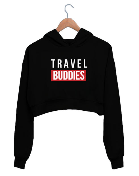 Quirkipedia Travel Buddies TRAVEL Wanderlust, Biker Womens Crop Hoodies