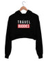 Quirkipedia Travel Buddies TRAVEL Wanderlust, Biker Womens Crop Hoodies