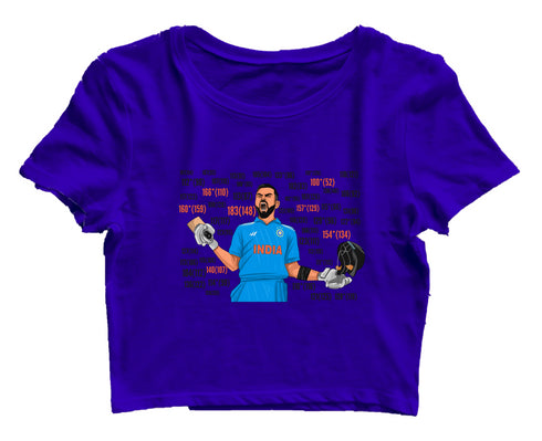 Quirkipedia Kohli Centuries Cricket Womens Crop Tops
