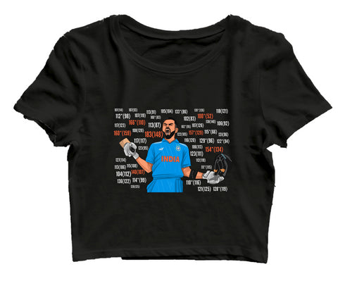 Quirkipedia Kohli Centuries Cricket Womens Crop Tops