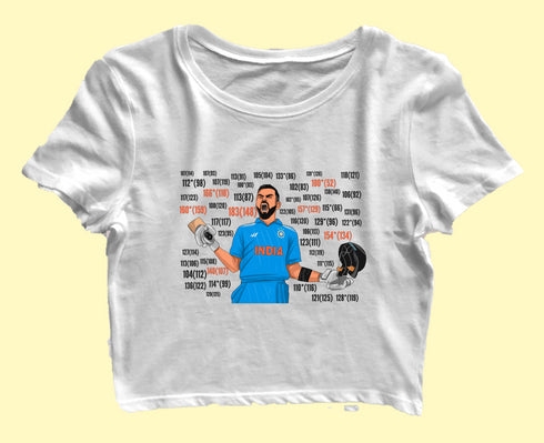 Quirkipedia Kohli Centuries Cricket Womens Crop Tops