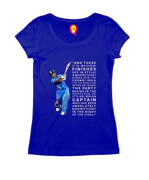 Quirkipedia WC 2011 - India Last Ball Commentary Cricket Womens Tshirts