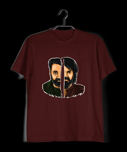 Mohanlal vs Mammootty - Face-Off Style Malayalam Movies Mens TShirts