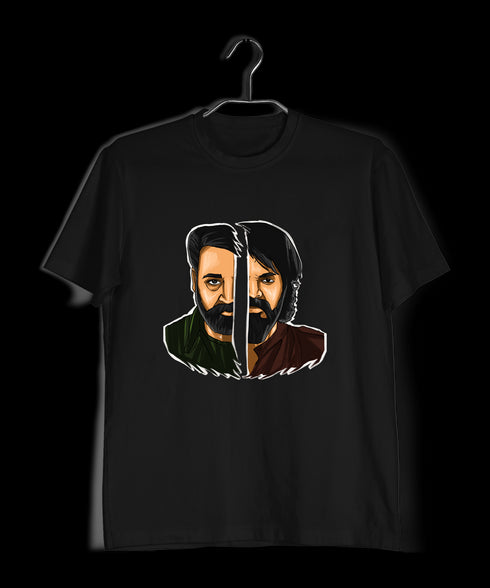 Mohanlal vs Mammootty - Face-Off Style Malayalam Movies Mens TShirts