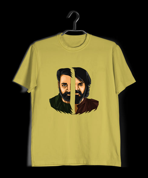 Mohanlal vs Mammootty - Face-Off Style Malayalam Movies Mens TShirts