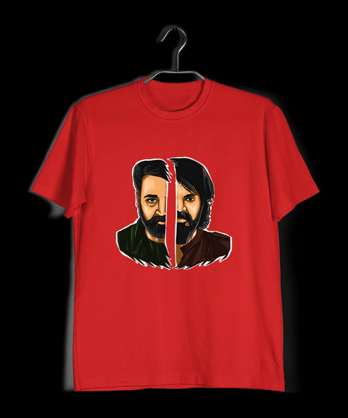 Mohanlal vs Mammootty - Face-Off Style Malayalam Movies Mens TShirts