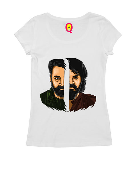 Mohanlal vs Mammootty - Face-Off Style Malayalam Movies Womens Tshirts