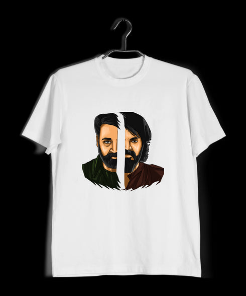 Mohanlal vs Mammootty - Face-Off Style Malayalam Movies Mens TShirts