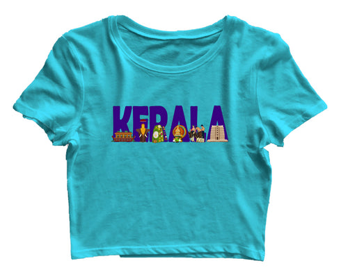 Kerala Word Art Malayalam Kerala Womens Crop Tops