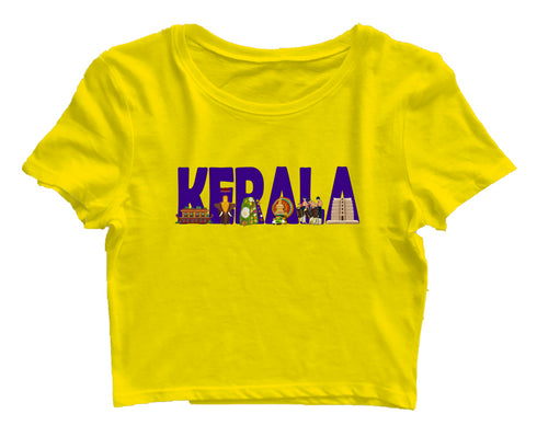 Kerala Word Art Malayalam Kerala Womens Crop Tops