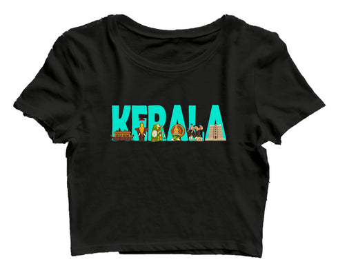 Kerala Word Art Malayalam Kerala Womens Crop Tops