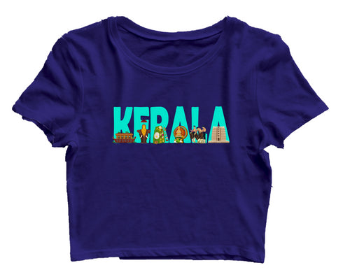 Kerala Word Art Malayalam Kerala Womens Crop Tops