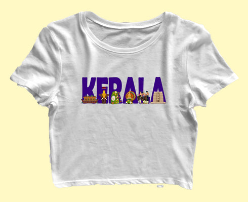 Kerala Word Art Malayalam Kerala Womens Crop Tops