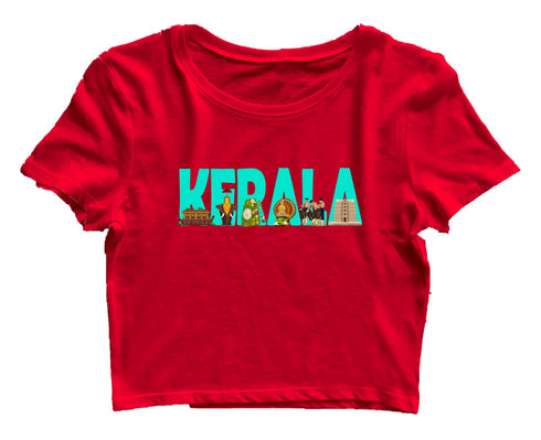 Kerala Word Art Malayalam Kerala Womens Crop Tops