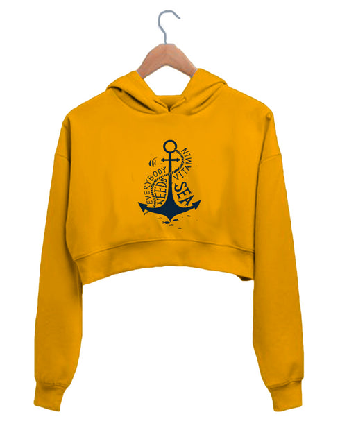 Quirkipedia Everybody needs Vitamin Sea TRAVEL Travel, Womens Crop Hoodies