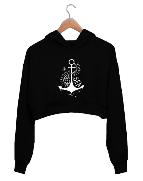 Quirkipedia Everybody needs Vitamin Sea TRAVEL Travel, Womens Crop Hoodies