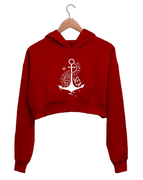 Quirkipedia Everybody needs Vitamin Sea TRAVEL Travel, Womens Crop Hoodies