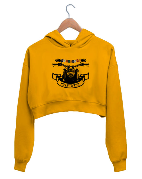 Quirkipedia LADAKH FLAG ON BIKE TRAVEL Wanderlust, Biker Womens Crop Hoodies