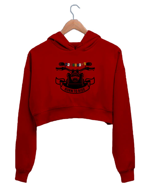 Quirkipedia LADAKH FLAG ON BIKE TRAVEL Wanderlust, Biker Womens Crop Hoodies