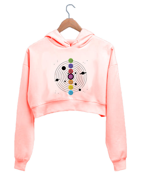 Quirkipedia SEVEN CHAKRAS OF KUNDALINI YOGA YOGA Fitness, Positivity, Mindfulness Womens Crop Hoodies