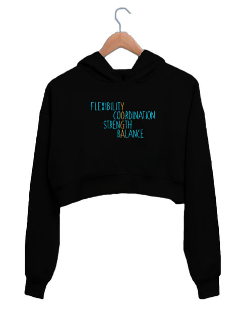 Quirkipedia BENEFITS OF YOGA YOGA Fitness, Positivity, Mindfulness Womens Crop Hoodies