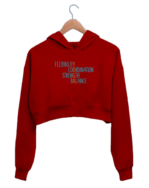 Quirkipedia BENEFITS OF YOGA YOGA Fitness, Positivity, Mindfulness Womens Crop Hoodies