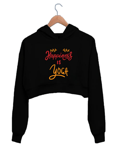 Quirkipedia HAPPINESS IS YOGA YOGA Fitness, Positivity, Mindfulness Womens Crop Hoodies