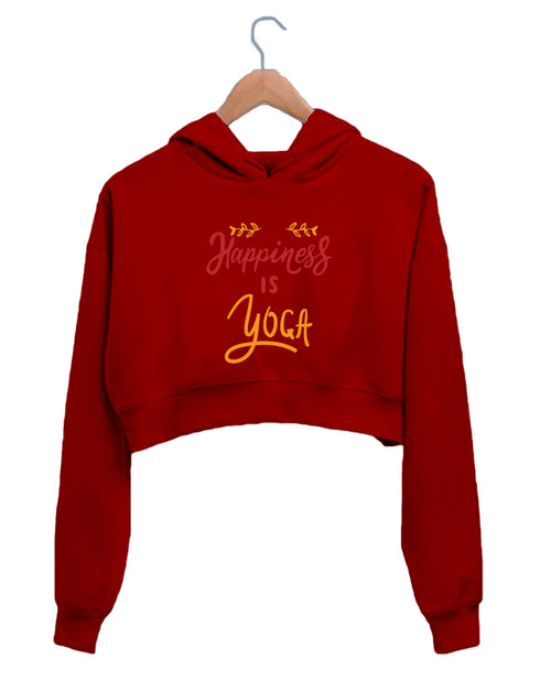 Quirkipedia HAPPINESS IS YOGA YOGA Fitness, Positivity, Mindfulness Womens Crop Hoodies