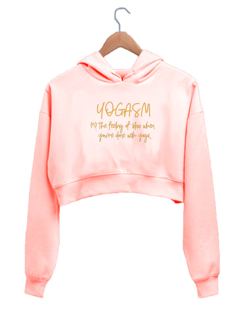 Quirkipedia YOGASM YOGA Fitness, Wordplay, Puns Womens Crop Hoodies