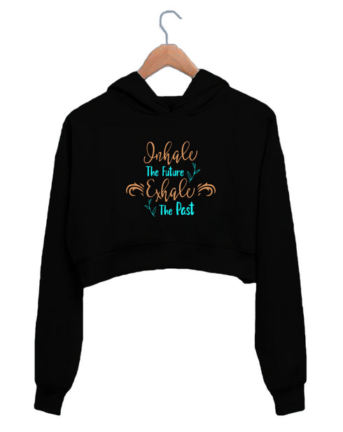 Quirkipedia YOGA INHALE EXHALE YOGA Fitness, Womens Crop Hoodies