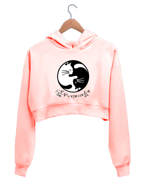 Quirkipedia SCHRODINGERS EQUATION YIN YANG PHYSICS Science, Nerd, Geeky Womens Crop Hoodies