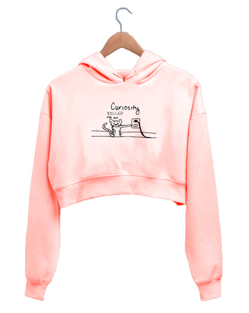 Quirkipedia CURIOSITY KILLED THE CAT Cats Nerd, Wordplay, Womens Crop Hoodies