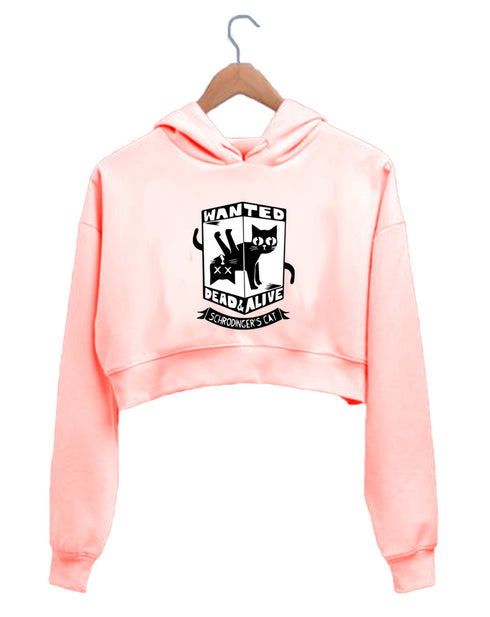 Quirkipedia WANTED CAT DEAD OR ALIVE PHYSICS Science, Nerd, Geeky Womens Crop Hoodies