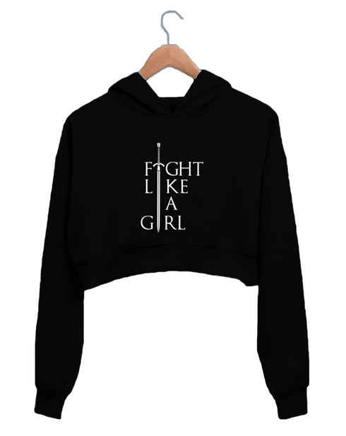 Quirkipedia Fight like a girl Feminism Feminista, Womens Crop Hoodies